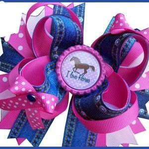 4.5 INCH "I LOVE HORSES" HAIRBOW